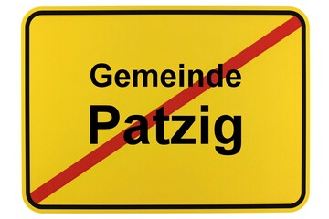 Illustration eines Ortsschildes der Gemeinde Patzig in Mecklenburg-Vorpommern
