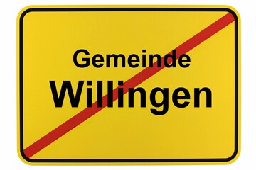 Illustration eines Ortsschildes der Gemeinde Willingen in Hessen - obrazy, fototapety, plakaty