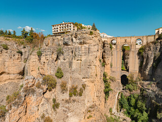 Fototapeta na wymiar Aerial view of Ronda, an ancient town along the cliff in Spain.