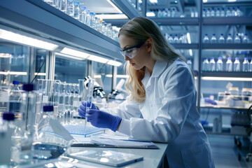 Fototapeta na wymiar woman scientist working in modern laboratory