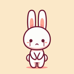vector style illustration cute bunny cry
