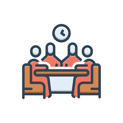 Color illustration icon for meeting