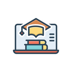 Color illustration icon for online course