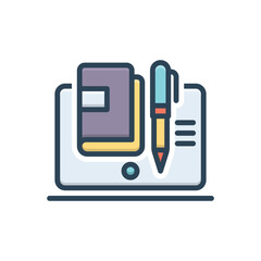 Color illustration icon for online book
