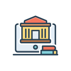 Color illustration icon for online school