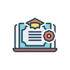 Color illustration icon for online degree
