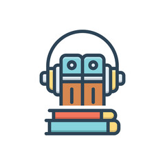 Color illustration icon for audio book