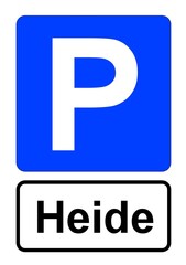 Illustration eines blauen Parkplatzschildes mit der Aufschrift 