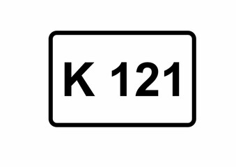 Illustration eines Kreisstraßenschildes der K 121 in Deutschland	