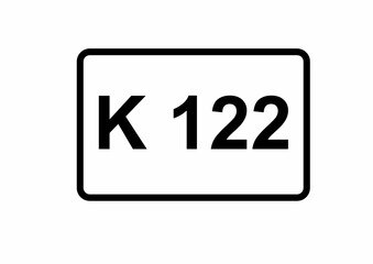 Illustration eines Kreisstraßenschildes der K 122 in Deutschland	