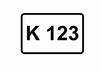 Illustration eines Kreisstraßenschildes der K 123 in Deutschland	