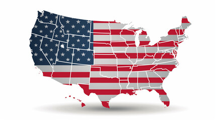 USA map with states isolated on a white background. United States of America map. Vector illustration