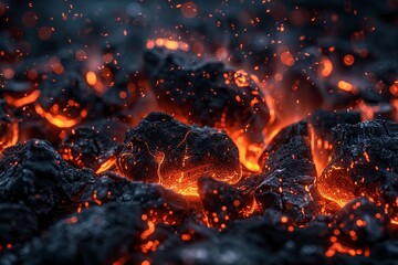 Embers glowing like hot coals in the heart of the fire