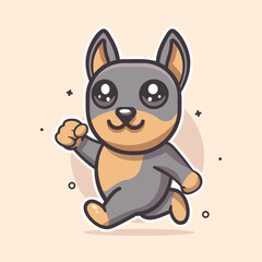 cute doberman dog animal character mascot running isolated cartoon