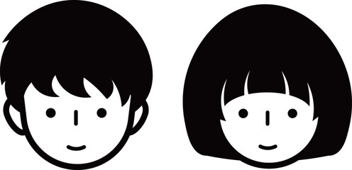 男の子　女の子　顔　アイコン