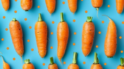 Fresh Carrots on a Blue Background - obrazy, fototapety, plakaty