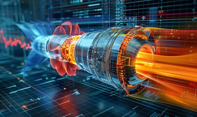 Visualize Jet Engine Combustion, Simulate Heat and Fluid Dynamics. Display temperature spread and velocity vectors for combustion efficiency