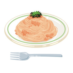 皿に盛られた明太子パスタ