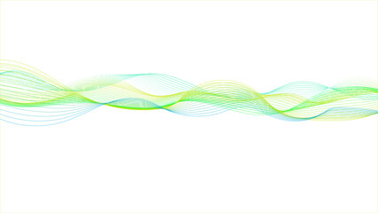 Abstract green background with smooth wave lines.. Abstract blue-green gradient flowing wave lines on white background.Line wave flow.