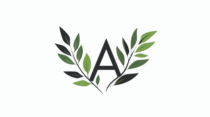 Stylish Monogram Minimalism Green Leaf Logo