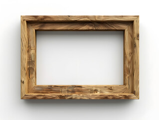 a wooden picture frame is hanging on a white wall