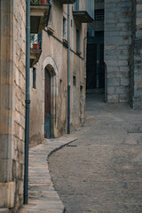 Sunrise view of the cityscape in Gerona, an old town in Spain.