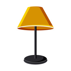 Electric table cozy lamp with a yellow lampshade on a white background. 