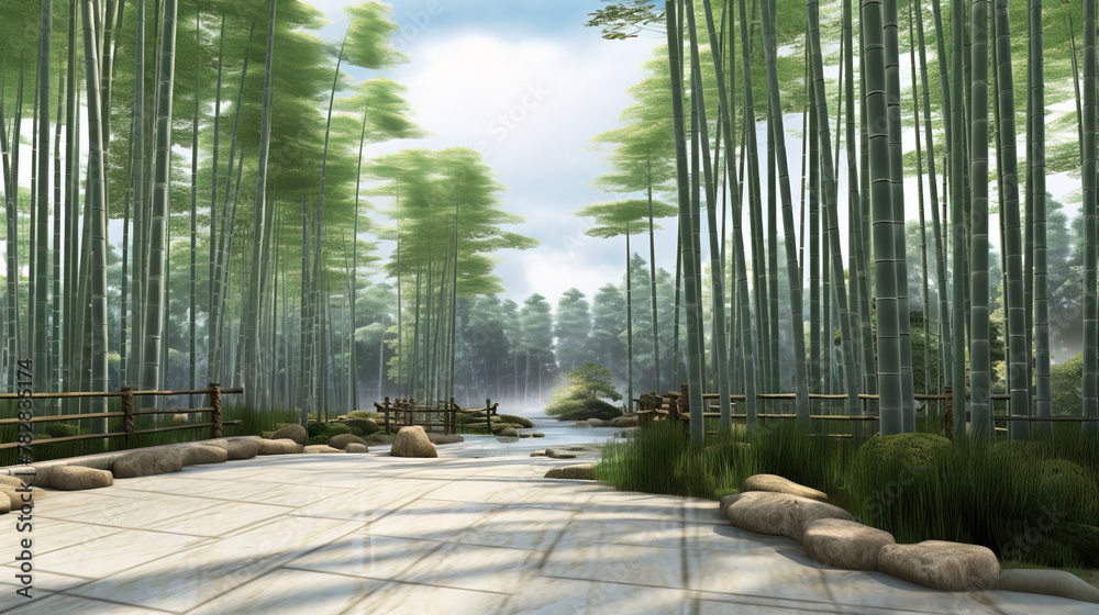 Canvas Prints bamboo forest in the morning.