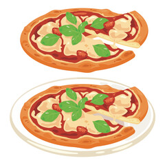 切り分けられたマルゲリータピザ