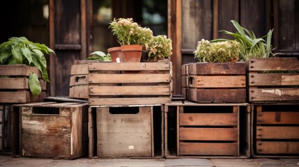 Antique single wood crate rustic patina