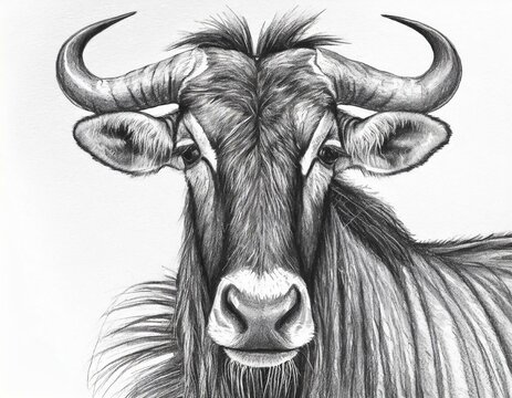 Close-up of the face of a gnu or wildebeast