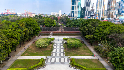 Beautiful cityscape of Manila, Philippines taken by drone 
