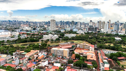 Naklejka premium Beautiful cityscape of Manila, Philippines taken by drone 