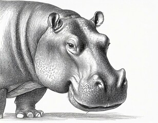 Close-up of the face of a large hippopotamus