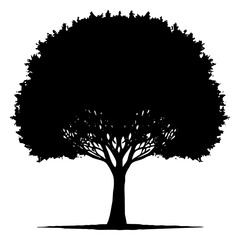 Tree . Black and white botanical illustration. Logo design for use in graphics. Generated by Ai