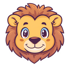 Obraz premium Cartoon happy lion isolated on white background.