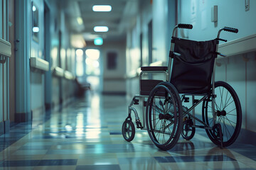 Obraz premium Wheelchairs in the hospital ,Wheelchairs waiting for patient services.