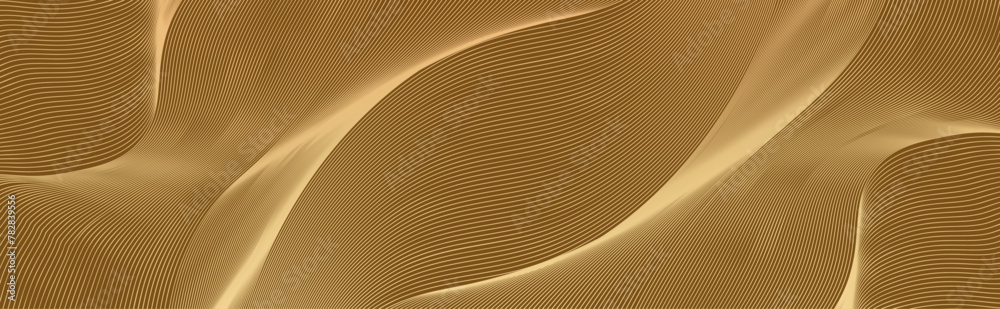 Poster luxury horizontal abstract gold wavy background design. modern guilloche curves line pattern in prem