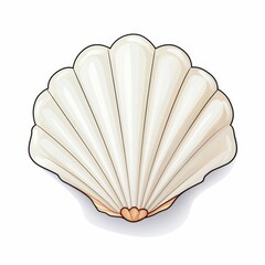 
The Simple vector sticker of a seashell, solid white background, no shadow
