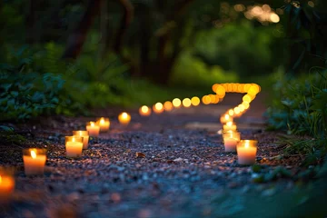 Foto op Canvas Candlelit path leading to a mysterious destination adventurous night © AI Farm