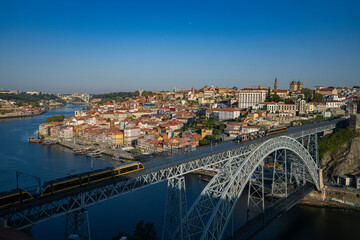Fototapeta premium The sunrise view of the cityscape in Porto, Portugal.