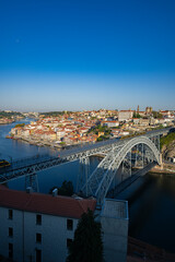 Fototapeta na wymiar The sunrise view of the cityscape in Porto, Portugal.