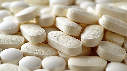 Fototapeta na wymiar Close-Up of White Medication Tablets