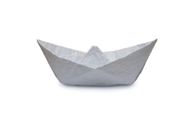 Crumpled paper boat. Expressing vintage boats in paper