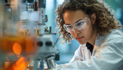 Biotechnology Internship, Depict a biotechnology student interning at a biotech company or research lab, working alongside professionals and gaining practical experience