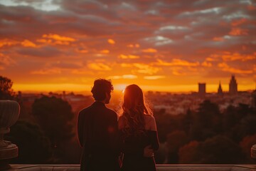 Man and Woman Watching Sunset