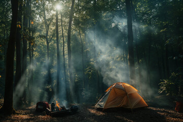 tent in the forest