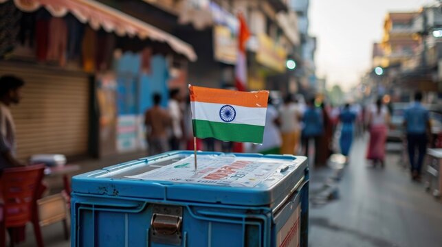 Indias Flag on a Container - A Symbol of Pride Fictional Character Created by Generative AI.