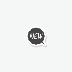 New icon. Speech bubble sticker isolated on gray background