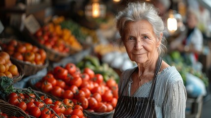 Local farmers' markets with an old woman